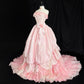 Cute Prom Dress Strapless Ruffle Pearl Ball Gown Evening Dress 16th Dress  D2846