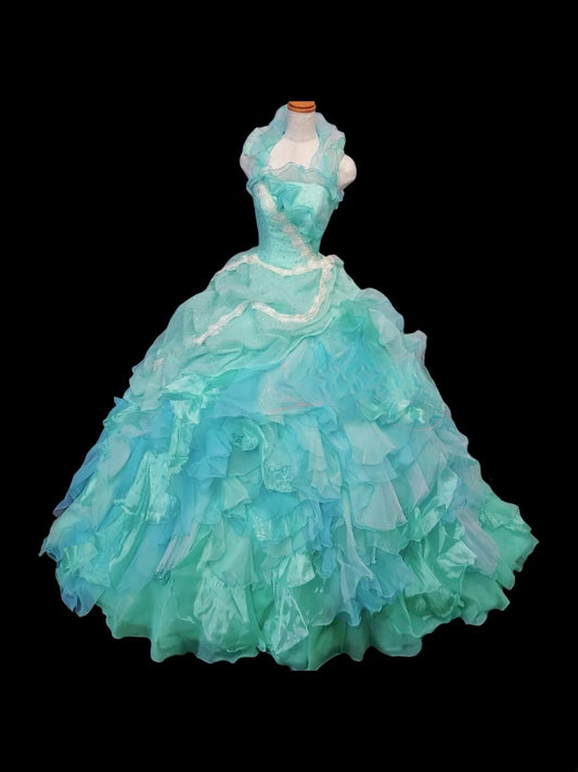 Beauty Prom Dress Halter Ruffle Tiered Evening Dress Sweet 16 Dress Ball Gown  D2848
