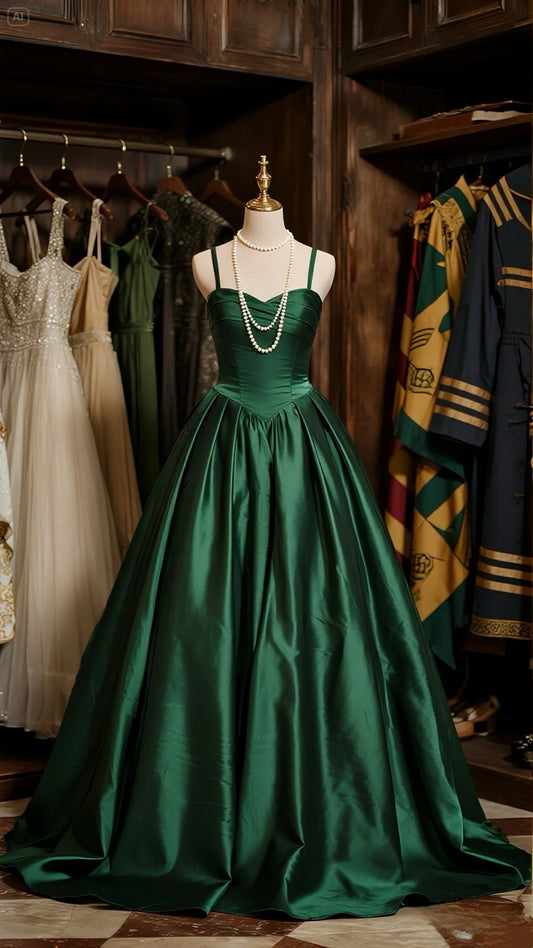 Elegant Prom Dress Spaghetti Straps Pleated Ball Gown Gala Dress Evening Dress     D2950