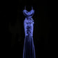 Elegant Prom Dress Navy Blue Spaghetti Straps Pleated Mermaid Gala Dress Evening Dress Party Dress    D2951