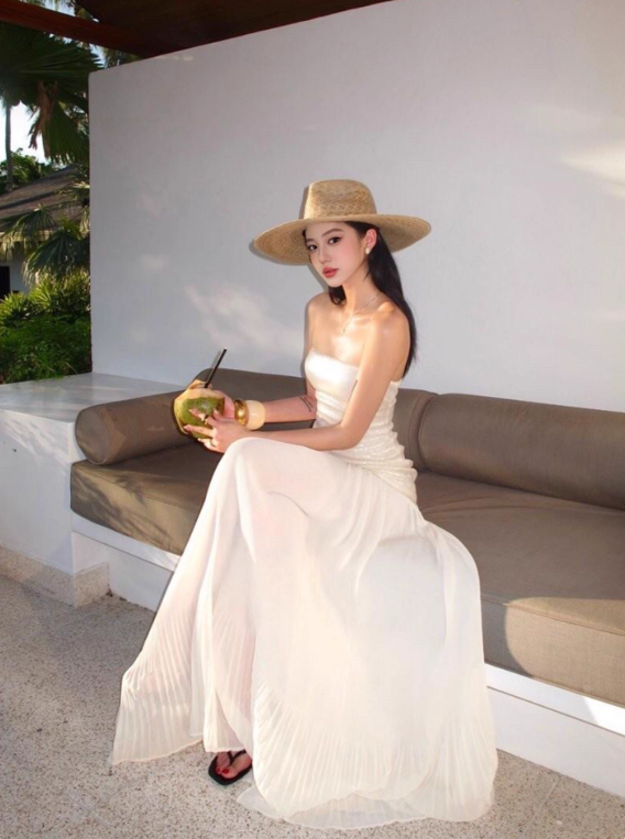 Shiny Women Dress Strapless Pleated Party Dress Summer Date Dress Vacation Dress    D2955
