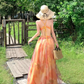 Stunning Women Dress Spaghetti Straps Pleated Summer Date Dress Seaside Party Dress    D2957