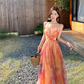Stunning Women Dress Spaghetti Straps Pleated Summer Date Dress Seaside Party Dress    D2957