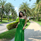 Charming Women Dress Green Strapless Pleated Summer Date Dress Seaside Party Dress   D2959