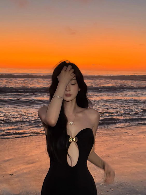 Sexy Women Dress Black Sweetheart Fitted Vacation Dress Seaside Party Dress Summer Date Dress   D2960