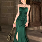 Stunning Summer Dress Spaghetti Straps Pleated Slit Women Dress Vacation Dress Daily Date Dress Party Dress   D2969