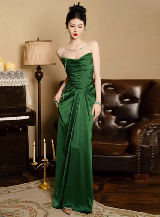 Charming Prom Dress Strapless Pleated Evening Dress Gala Dress Party Dress     D2970