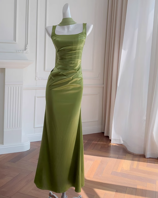 Beauty Prom Dress Square Neck Pleated Evening Dress Gala Dress Party Dress D2974