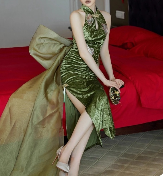 Elegant Prom Dress Halter Bowknot Gala Dress Evening Dress Party Dress D2977