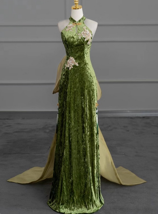 Elegant Prom Dress Halter Bowknot Gala Dress Evening Dress Party Dress D2977
