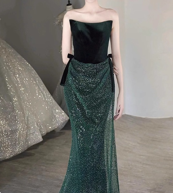 Shiny Prom Dress Strapless Sequin Gala Dress Evening Dress Party Dress D2981