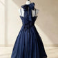 Beauty Homecoming Dress Navy Blue A Line Halter Pleated Short Prom Dress Party Dress Casual Dress   D2983