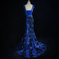 Gorgeous Prom Dress Navy Blue Square Neck Pleated Mermaid Long Evening Dresses Gala Dress D2984