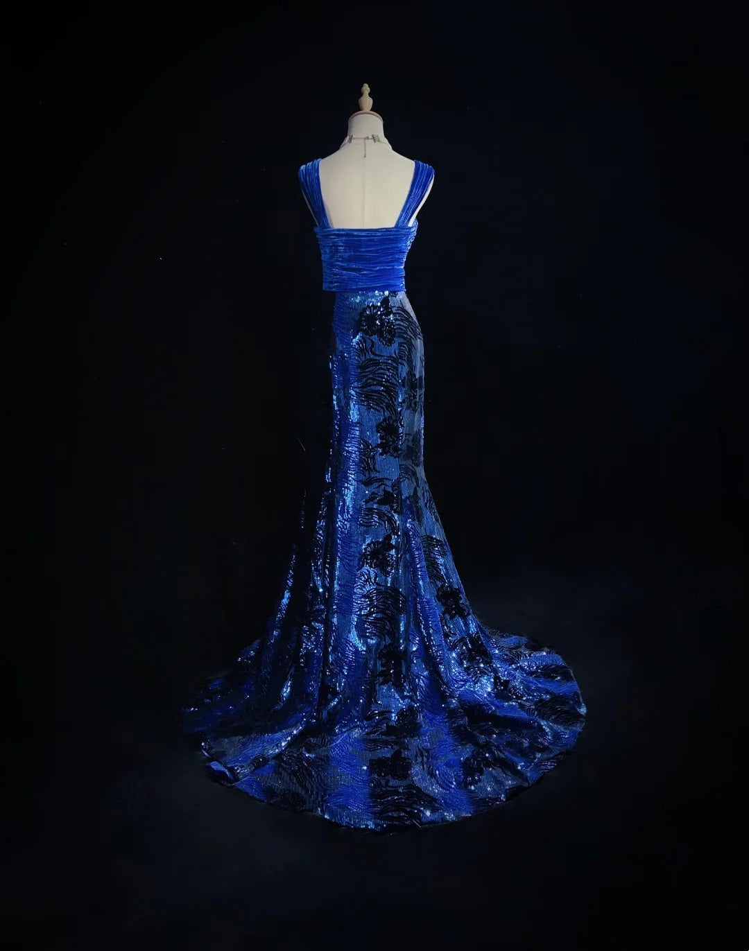Gorgeous Prom Dress Navy Blue Square Neck Pleated Mermaid Long Evening Dresses Gala Dress D2984