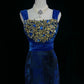 Gorgeous Prom Dress Navy Blue Square Neck Pleated Mermaid Long Evening Dresses Gala Dress D2984