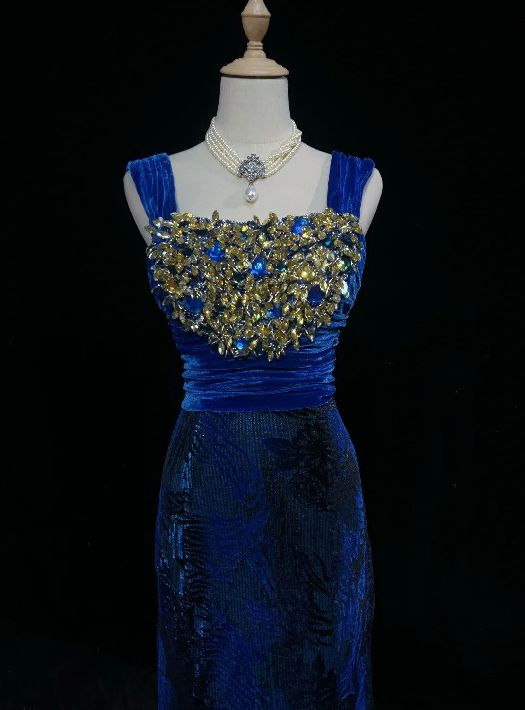 Gorgeous Prom Dress Navy Blue Square Neck Pleated Mermaid Long Evening Dresses Gala Dress D2984