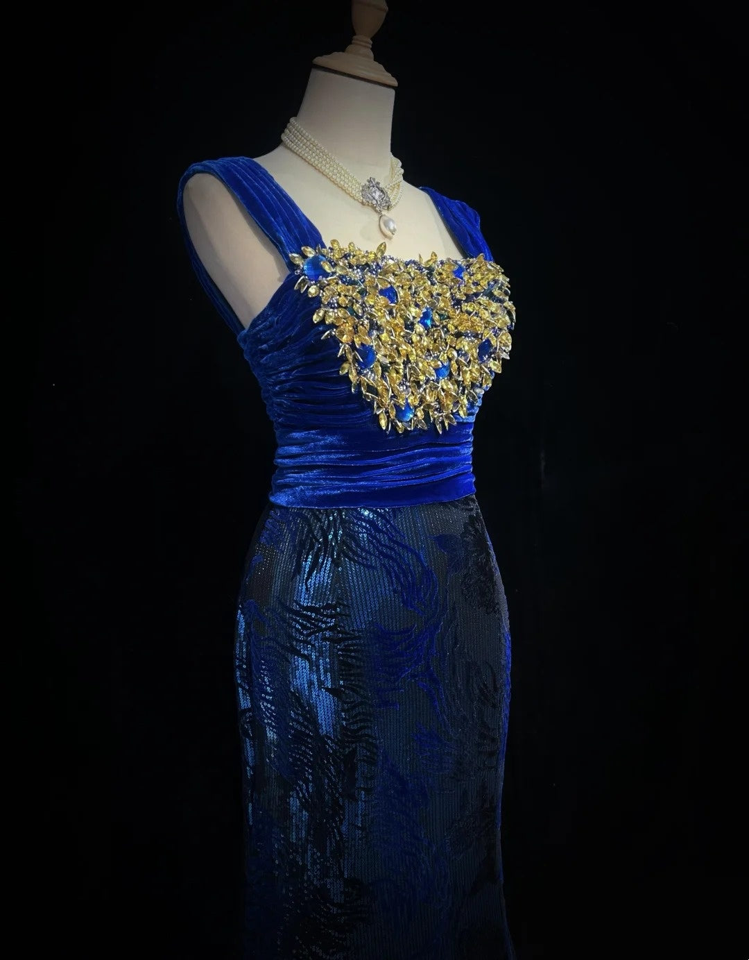 Gorgeous Prom Dress Navy Blue Square Neck Pleated Mermaid Long Evening Dresses Gala Dress D2984