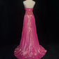 Shiny Prom Dress V-neck Pleated Crystal Long Evening Dresses Gala Dress Party Dresss D2989