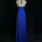 Sexy Prom Dress Blue A Line Halter Pleated Long Gala Dress Evening Dresses Party Dress D2990