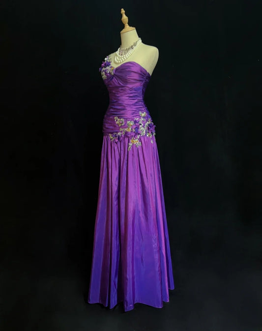 Gorgeous Prom Dress Purple A Line One Shoulder Pleated Gala Dress Evening Dresses Party Dress D2992