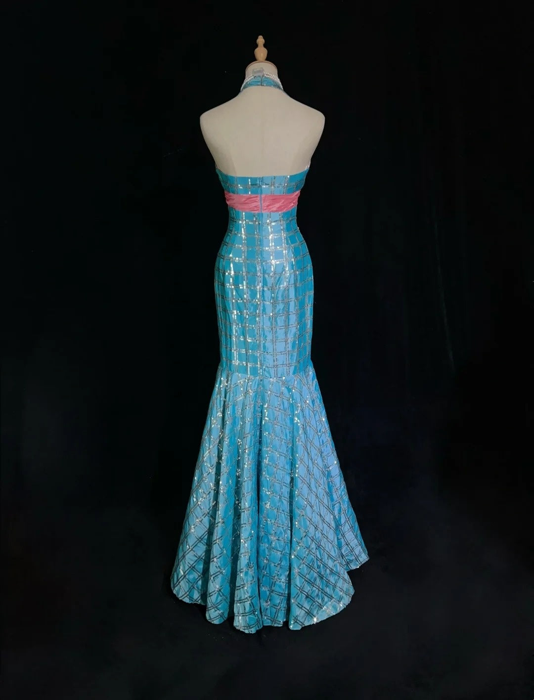 Shiny Prom Dress Blue Halter Sequin Mermaid Gala Dress Evening Dresses Party Dress D2993