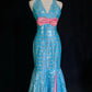 Shiny Prom Dress Blue Halter Sequin Mermaid Gala Dress Evening Dresses Party Dress D2993