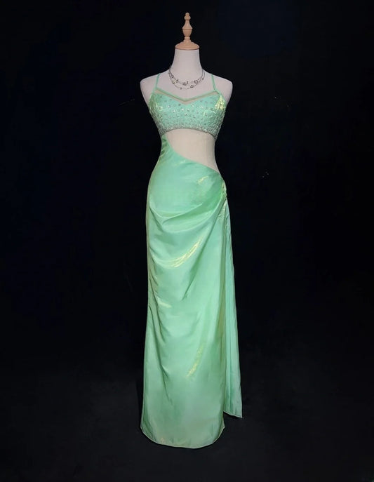 Beauty Prom Dress Light Green Spaghetti Straps Gala Dress Evening Dresses Party Dress D2994