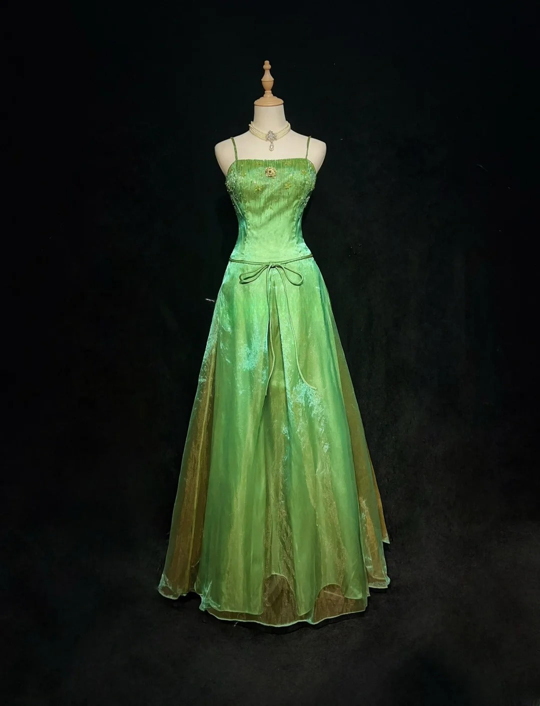 Gorgeous Prom Dress A Line Green Spaghetti Straps Gala Dress Evening Dresses D2995