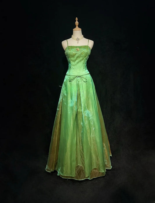 Gorgeous Prom Dress A Line Green Spaghetti Straps Gala Dress Evening Dresses D2995