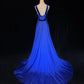 Gorgeous Prom Dress A Line Blue Straps Gala Dress Evening Dresses D2996