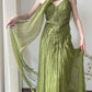 Elegant Prom Dress Green Spaghetti Straps Pleated Gala Dress Evening Dresses D2997