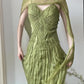 Elegant Prom Dress Green Spaghetti Straps Pleated Gala Dress Evening Dresses D2997