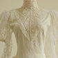 Charming High Collar Lace Pleated Tiered Wedding Dress D2999