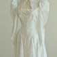 Elegant High Collar Backless Pearl Lace Wedding Dress D3000