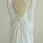 Elegant High Collar Backless Pearl Lace Wedding Dress D3000