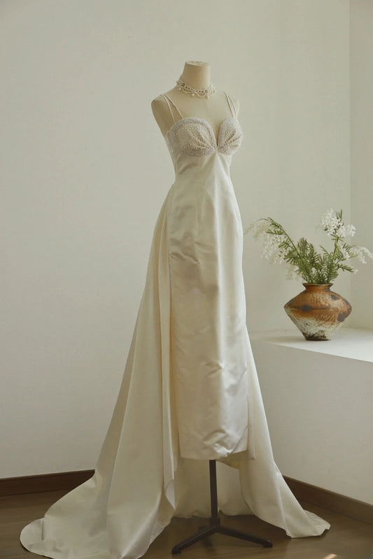 Elegant Prom Dress Spaghetti Straps Pearl Evening Dress Gala Dress D3002