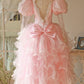 Cute Prom Dress Sweetheart Ruffle Backless Ball Gown Evening Dress Sweet 16th Dress D3003