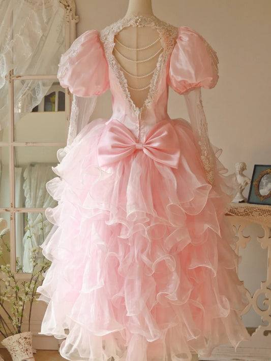 Cute Prom Dress Sweetheart Ruffle Backless Ball Gown Evening Dress Sweet 16th Dress D3003