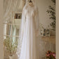 Elegant A Line High Collar Lace Pleated Wedding Dress D3004