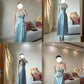 Sweet Prom Dress Light Blue A Line V-neck Party Dress Gala Dress  D3006