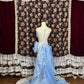 Shiny Prom Dress Light Blue Crew Neck Pleated Party Dress Gala Dress Evening Dress  D3007