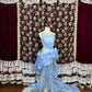 Shiny Prom Dress Light Blue Crew Neck Pleated Party Dress Gala Dress Evening Dress  D3007