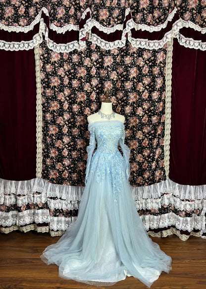Charmante robe de bal trapèze à épaules dénudées et longue robe de gala plissée, robe de soirée D3008