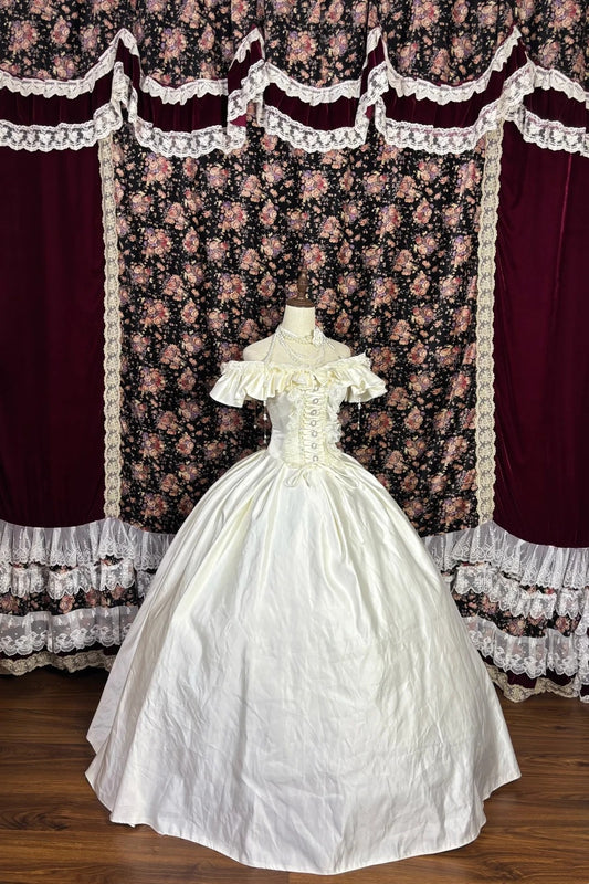 Sweet Prom Dress Off Shoulder Lace Pleated Ball Gown Birthday Dress Evening Dress   D3009
