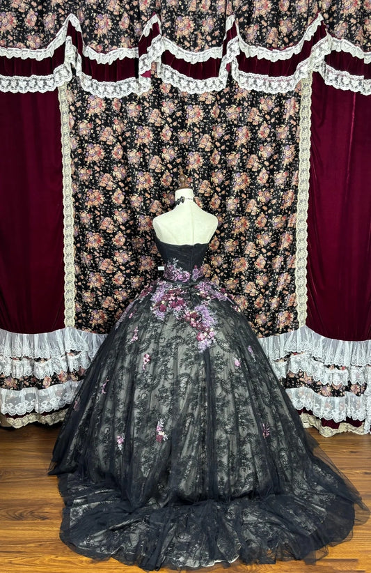 Unique Prom Dress Strapless Lace Ball Gown Evening Dress Quinceanera Dress    D3013
