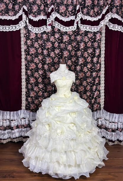 Cute Prom Dress Off Shoulder Ruffle Ball Gown Evening Dress Quinceanera Dress    D3015