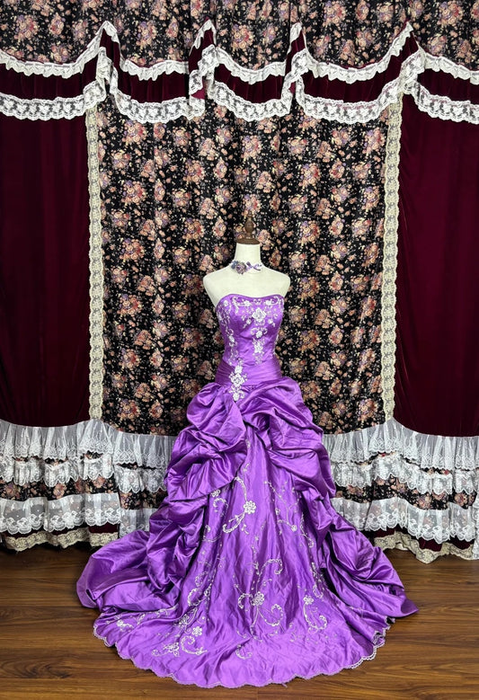 Gorgeous Prom Dress Purple Strapless Pleated Evening Dress Gala Dress    D3016
