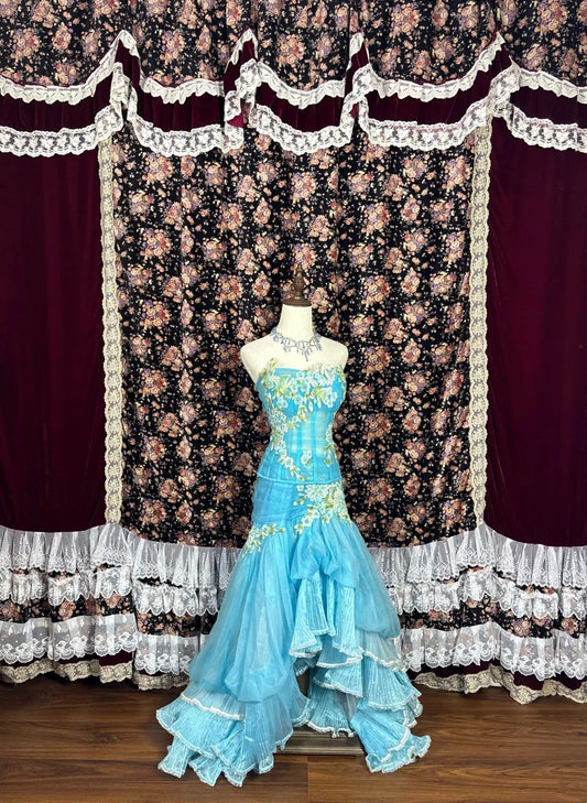 Stunning Prom Dress Strapless Pleated Tiered Evening Dress Gala Dress     D3018