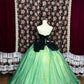 Gorgeous Prom Dress Green Sweetheart Velvet Tulle Ball Gown Evening Dress Birthday Party Dress    D3019