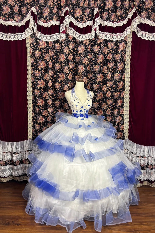 Pretty Prom Dress Halter Pleated Tulle Evening Dress Birthday Party Dress Ball Gown    D3020